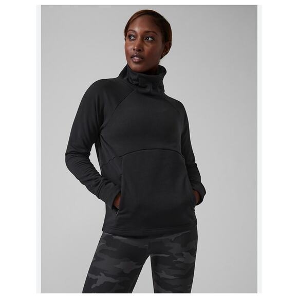 Athleta Women's size Small Polartech Black Funnel Turtleneck Pullover Sweatshirt - Picture 1 of 11
